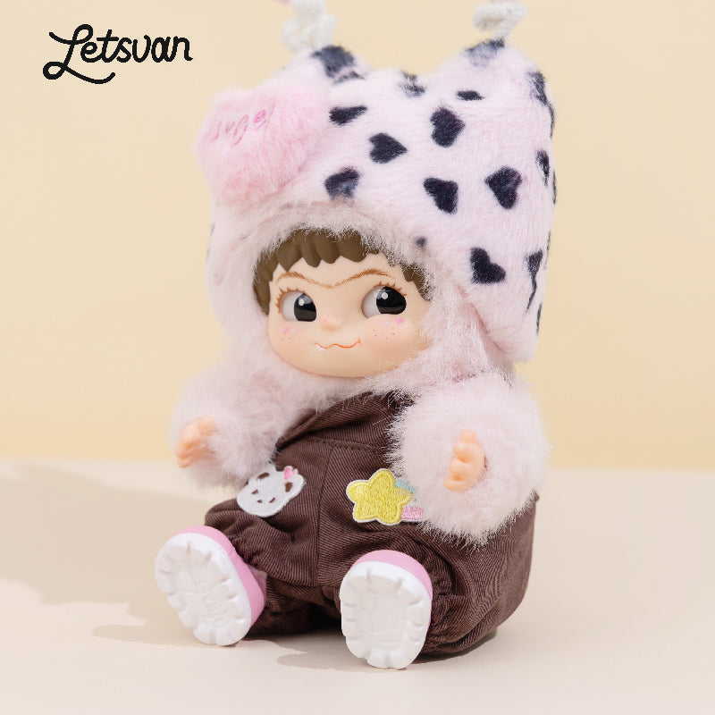 Letsvan Plush doll overalls in dark coffee color