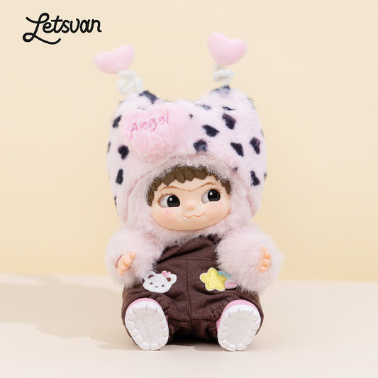 Letsvan Plush doll overalls in dark coffee color