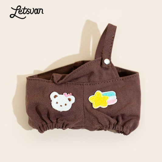Letsvan Plush doll overalls in dark coffee color